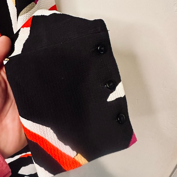 NEW Marks & Spencer Jacquard Blouse Double Breasted Black Print SZ 16/XL - Picture 7 of 16